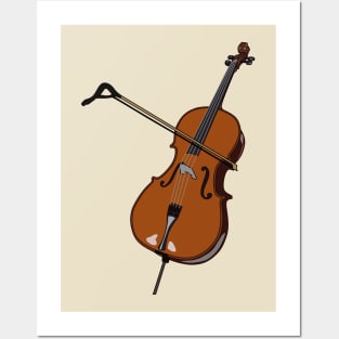 Cello cartoon illustration Posters and Art